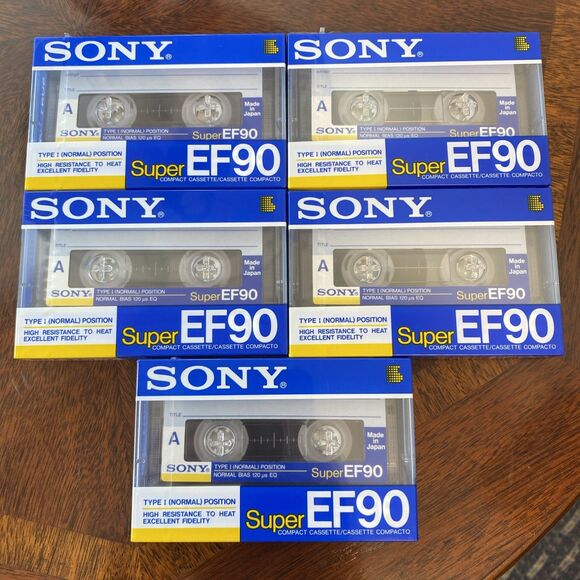 5 SONY Super EF 90 audio cassettes blank tape New Sealed Made in Japan Type I - Picture 1 of 7